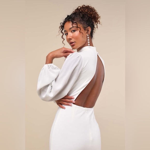 NWT Lulus Exceptionally Flirty White Long Sleeve Backless Mini Dress, Size XL - Picture 2 of 14